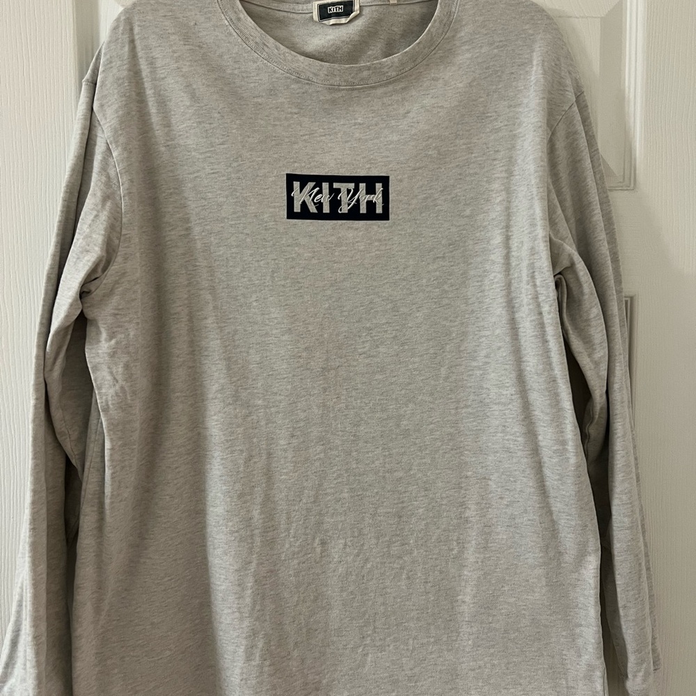 KITH Box Logo New York Gray Long Sleeve Shirt